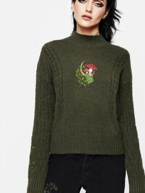Swamplife Embroidered Cable Knit Relaxed Jumper - M